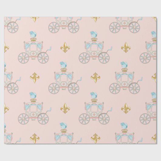 Sprookjes Koets Royal Fleur Goud Blush Ivoor Cadeaupapier (Vlak)