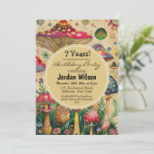 Sprookjes Paddenstoelen 7e Verjaardagsfeestje Kaart (Staand voorkant)