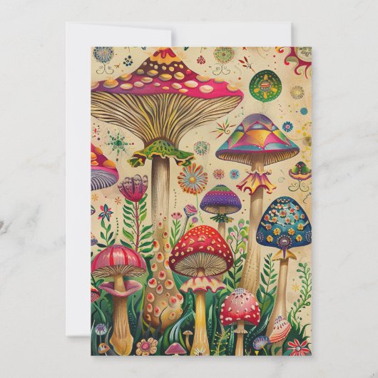 Sprookjes Paddenstoelen 7e Verjaardagsfeestje Kaart (Achterkant)