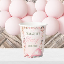 Sprookjes Paddenstoelhuis Roze Verjaardag Papieren
