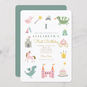 Sprookjes Prinses Draak Verjaardagsuitnodiging Kaart