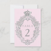 Sprookjes Prinsessen Kroon Roze Tafel Nummerkaart Kaart (Voorkant)