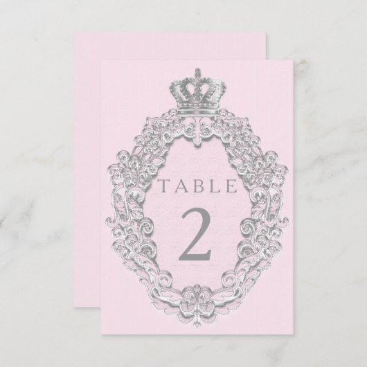 Sprookjes Prinsessen Kroon Roze Tafel Nummerkaart Kaart (Voorkant / Achterkant)