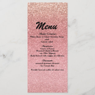Sprookjes Roze Glitter Sweet 16 Glam Feest Menu