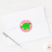 Sprookjes Schildpad Roze Stippen Ronde Sticker (Envelop)