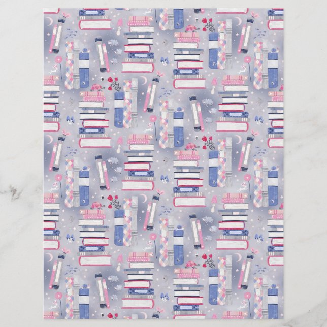 Sprookjes stapel boeken grijs scrapbook papier (Voorkant)