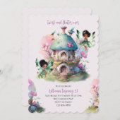 Sprookjes verjaardagsuitnodiging Afro Sprookje Whi Kaart (Voorkant / Achterkant)