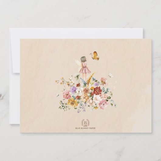 Sprookjesachtig 5e verjaardagsfeestje van de Bloem Kaart (Achterkant)