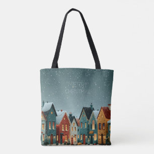 Sprookjesachtig Besneeuwd Winterdorp Vrolijk Kerst Tote Bag