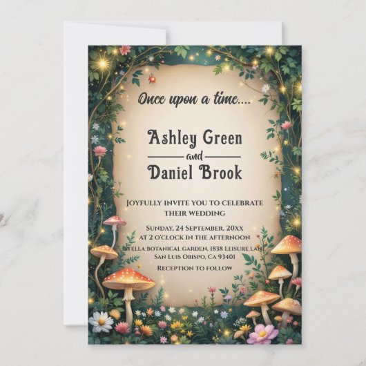 Sprookjesachtig betoverd bos bloemen bos bruiloft kaart (Voorkant)