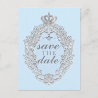 Sprookjesachtig  Blauw Royal SAVE DATE Briefkaart