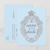 Sprookjesachtig  Blauw Royal SAVE DATE Briefkaart (Voorkant / Achterkant)