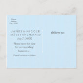 Sprookjesachtig  Blauw Royal SAVE DATE Briefkaart (Achterkant)