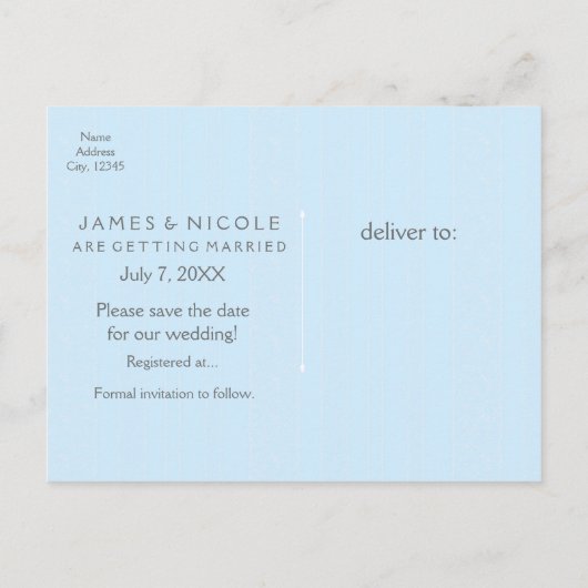 Sprookjesachtig Blauw Royal SAVE DATE Briefkaart (Achterkant)