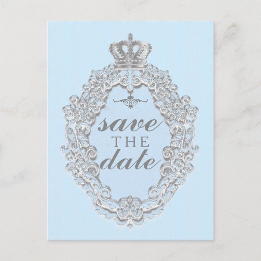 Sprookjesachtig  Blauw Royal SAVE DATE Briefkaart (Voorkant)