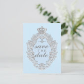 Sprookjesachtig  Blauw Royal SAVE DATE Briefkaart (Staand voorkant)