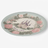 Sprookjesachtig bloemenkasteel papieren bordje (Gekanteld)