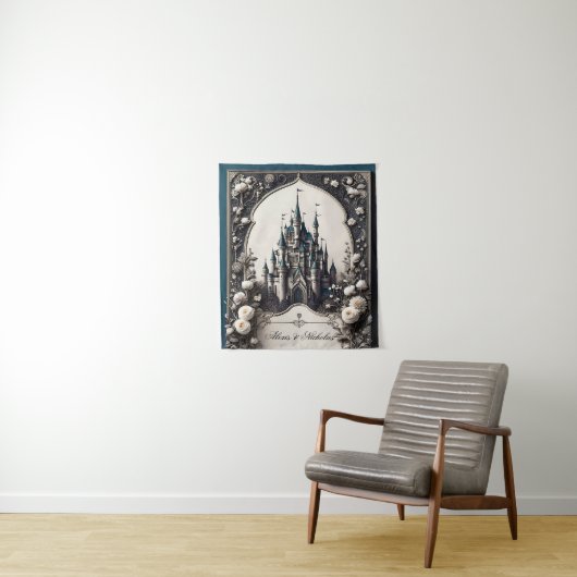 Sprookjesachtig bloemenkasteel wandkleed (In situ)