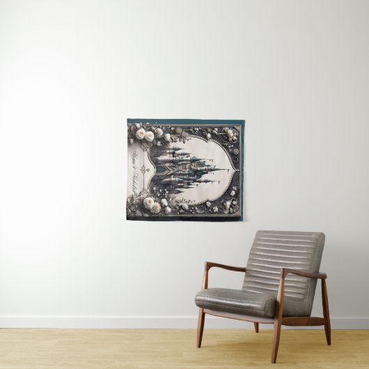 Sprookjesachtig bloemenkasteel wandkleed (In Situ (horizontaal))