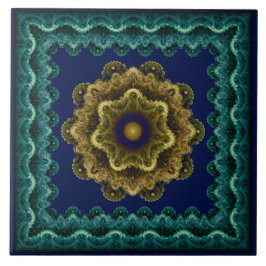 Sprookjesachtig bloemig omkaderd fractaal patroon tegeltje