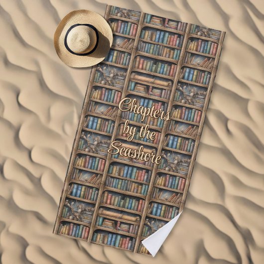 Sprookjesachtig boekenplankpatroon strandlaken