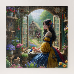 Sprookjesachtig Cottage Prinses Wachtend Op Haar P Legpuzzel