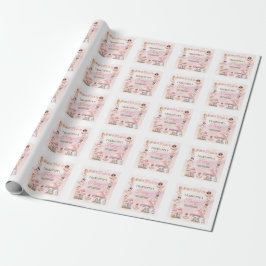 Sprookjesachtig eerste paddenstoelenhuis roze verj cadeaupapier