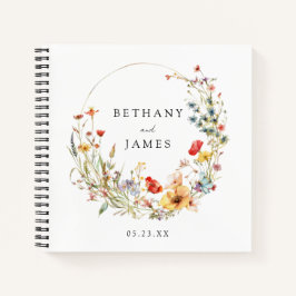Sprookjesachtig gastboek voor wilde bloemen bruilo notitieboek