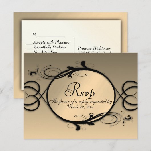 Sprookjesachtig Goud RSVP met Menukeuzes Uitnodiging Briefkaart (Voorkant / Achterkant)