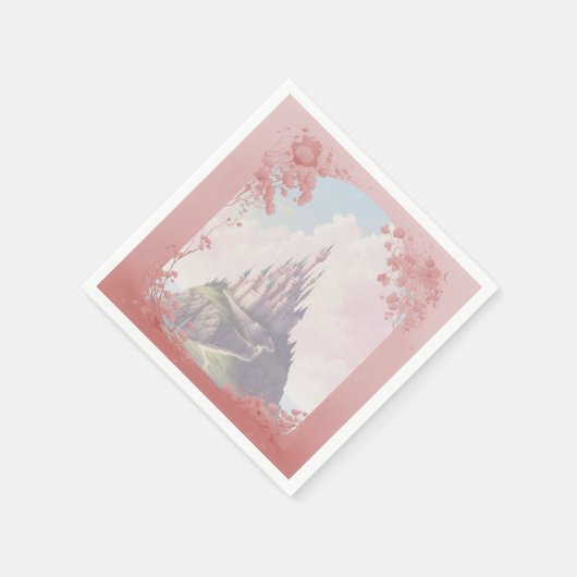 Sprookjesachtig kasteel liefdesverhaal bruiloft servet (Hoek)