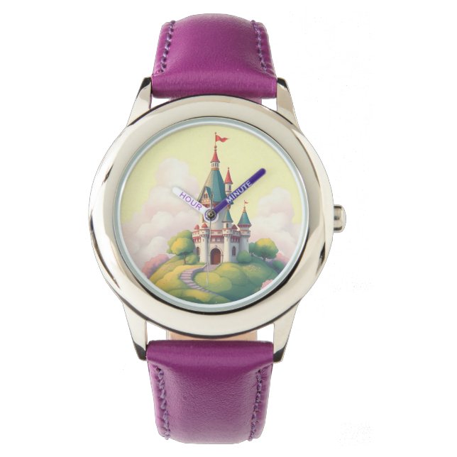 Sprookjesachtig kasteel met groene tuin horloge (Voorkant)