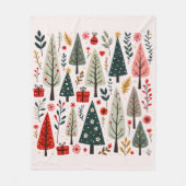Sprookjesachtig Kerstboom Bos Fleece Deken (Voorkant)