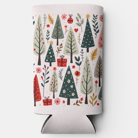 Sprookjesachtig Kerstboom Bos Seltzer Blikjeskoeler (Voorkant)
