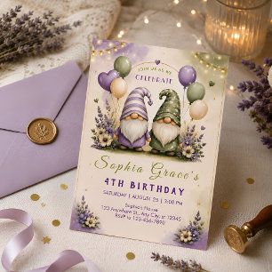 Sprookjesachtig Lavendel Kabouter Verjaardagsfeest Kaart