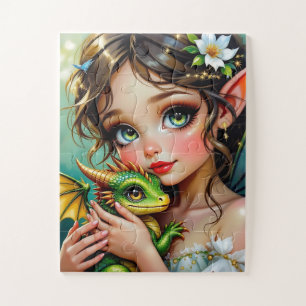 Sprookjesachtig Meisje met Draak Thema Legpuzzel