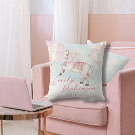 Sprookjesachtig meisje Pony roze ballonnen sterren Kussen