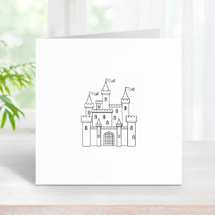 Sprookjesachtig middeleeuws koninklijk kasteel 1x1 rubberstempel