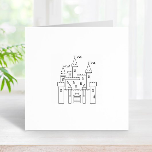 Sprookjesachtig middeleeuws koninklijk kasteel 1x1 rubberstempel