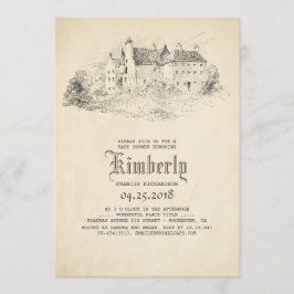 Sprookjesachtig oud kasteel  Baby shower Kaart