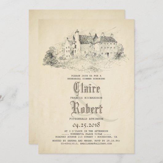 Sprookjesachtig oud kasteel  repetitiediner kaart (Voorkant / Achterkant)