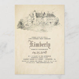 Sprookjesachtig oud kasteel  verjaardagsfeest kaart