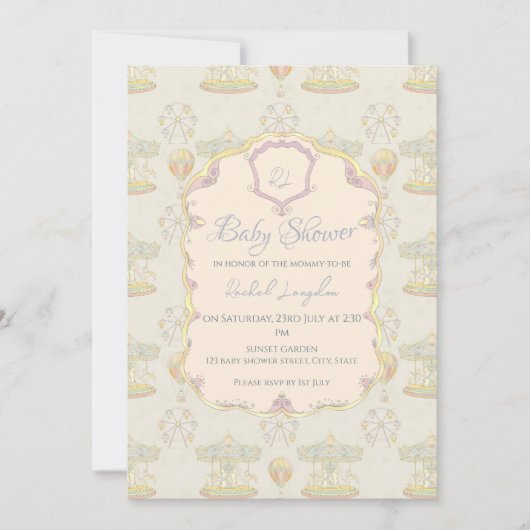 Sprookjesachtig pretpark Baby shower Kaart (Voorkant)