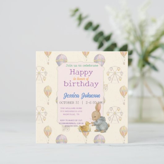 "Sprookjesachtig  pretpark" Uitnodiging (Staand voorkant)