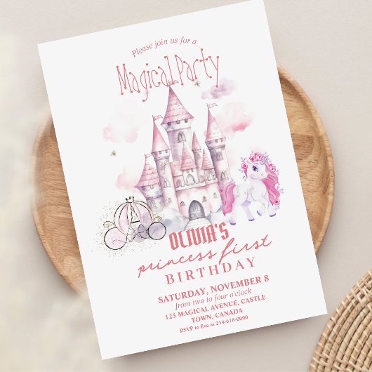 Sprookjesachtig Roze Kasteel eenhoorn Prinses Ver Kaart