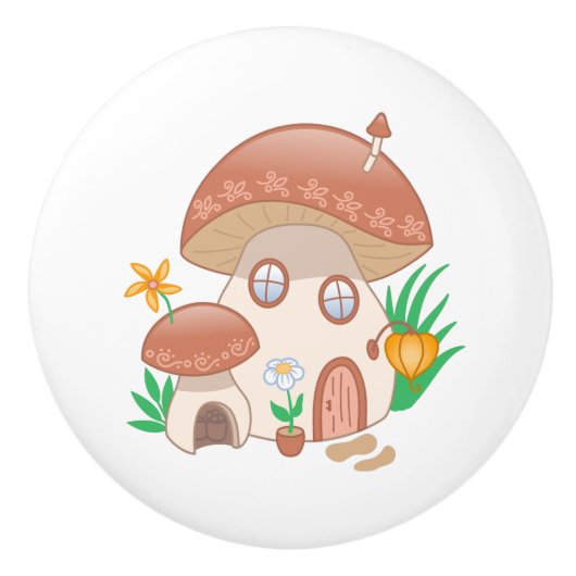 Sprookjesachtig Sprookjeszwamhuis Keramische Knop (Voorkant)