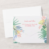 Sprookjesachtig tafereel voor twee flamingo's trop all in one uitnodiging (Achterkant)