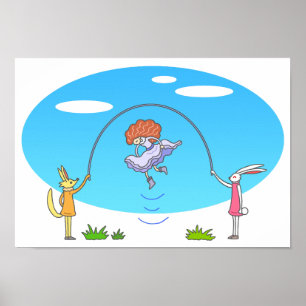 Sprookjesachtig touwtjespringen. poster