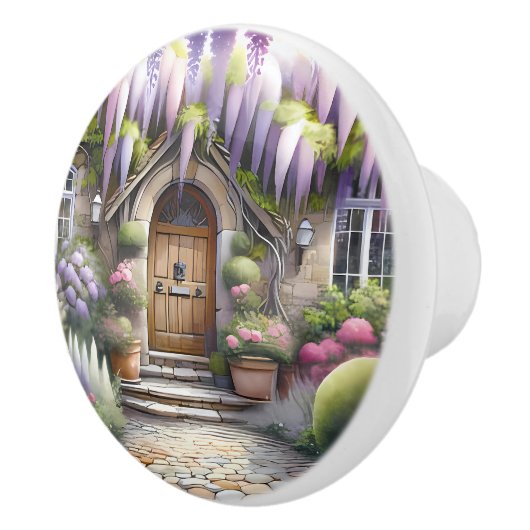Sprookjesachtig Tuinpad van een Landhuis Keramische Knop (Rechts)