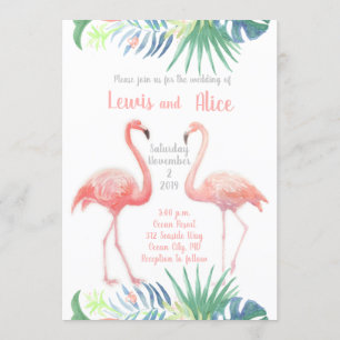 Sprookjesachtig voor twee flamingo's tropische blo kaart