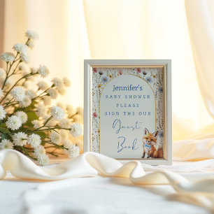 Sprookjesachtig Vos Bos Baby Shower Gastboek Poster